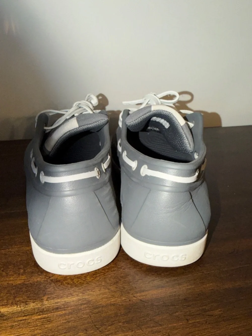 Sperry Crocs Gray/White Boat Shoes Lace-Up Round Toe Men's US 12